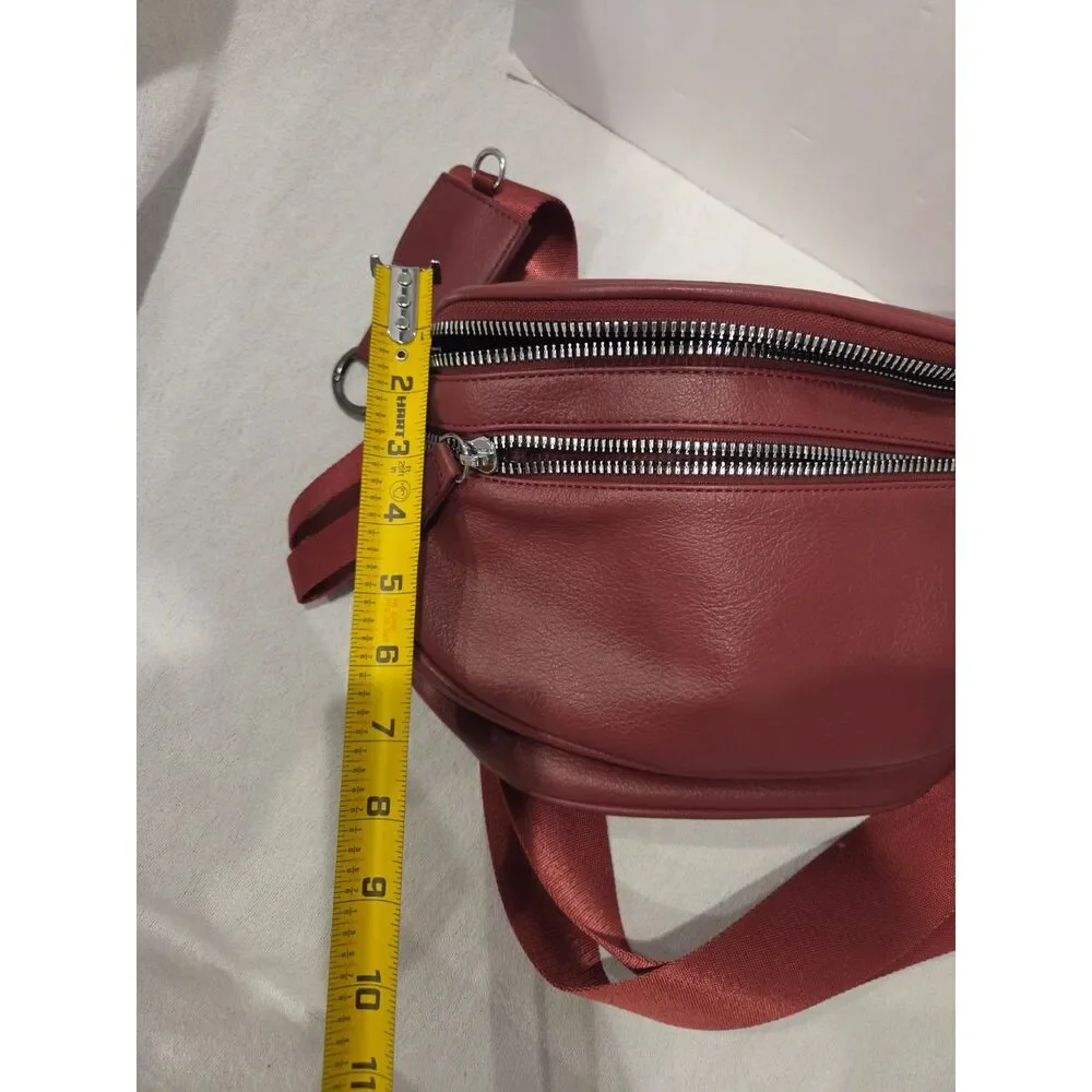 Iris & Rainbow Red Burgundy Vegan Leather Crossbody Bag Sling Bag